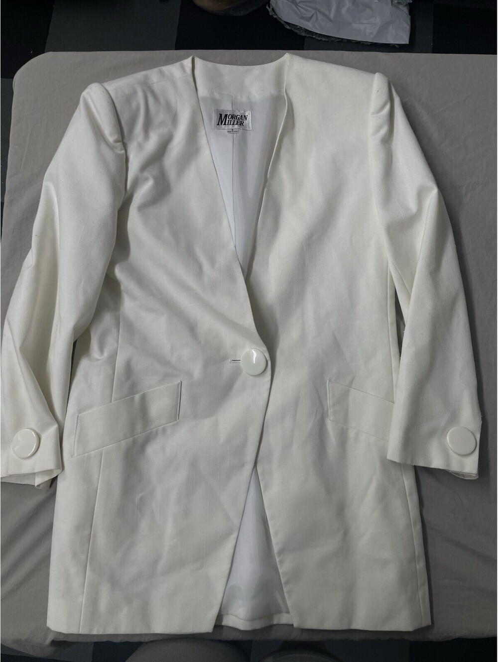 Vintage Morgan Miller Long Blazer Jacket White Size 8